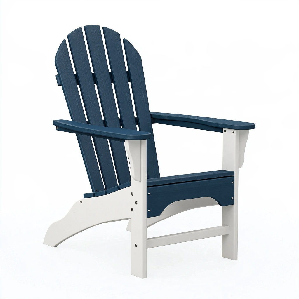 Adirondack Gartenstuhl 79 x 83 x 98 cm aus Kunststoff in Blau Weiß - wetterbeständig mit Armlehnen