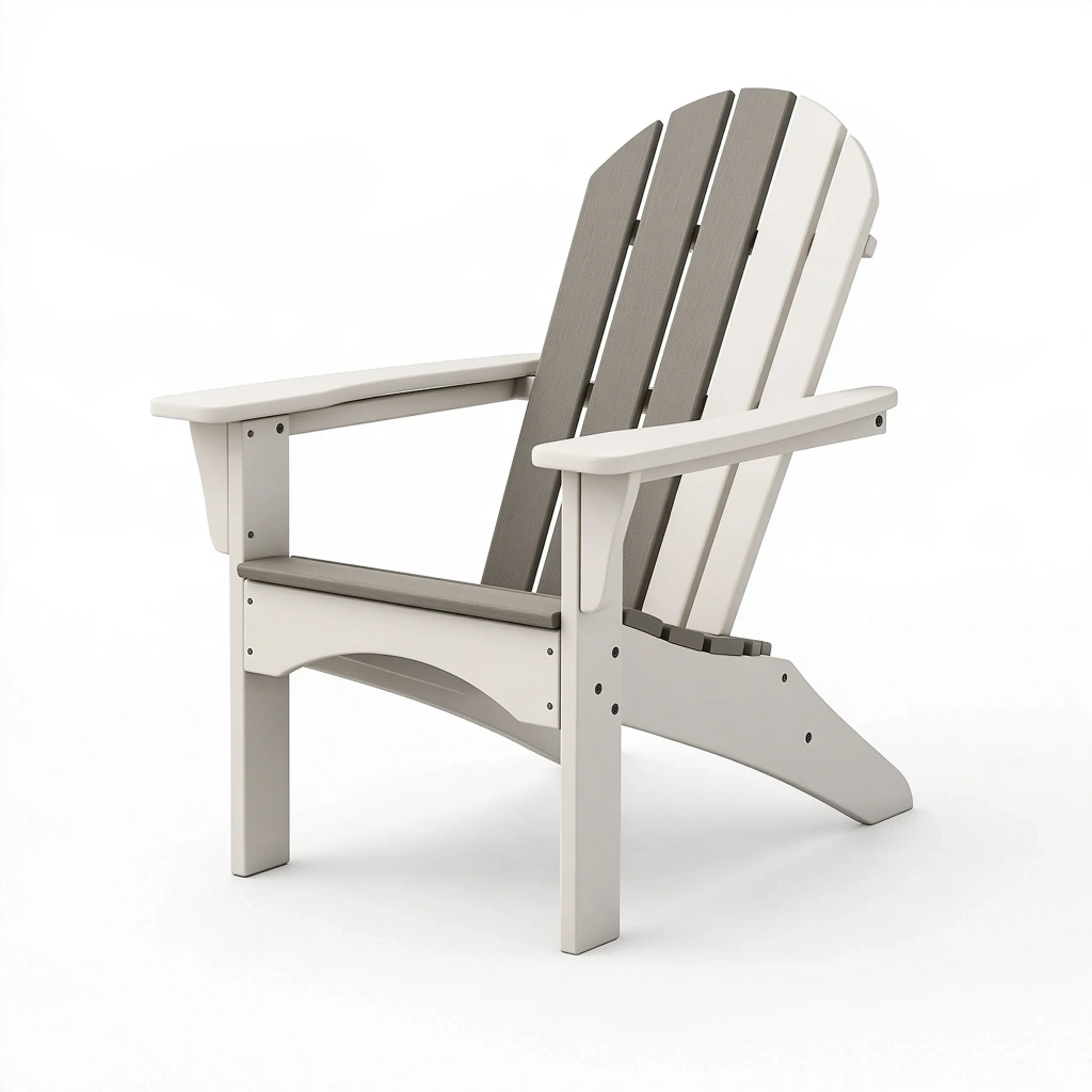 Adirondack Gartenstuhl 80 x 83 x 95 cm Kunststoff Weiß/Grau mit hoher Rückenlehne