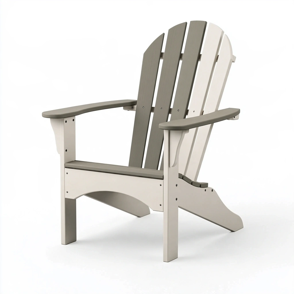 Adirondackstuhl 83 x 79 x 100 cm Kunststoff Taupe Weiß für Garten mit hoher Rückenlehne