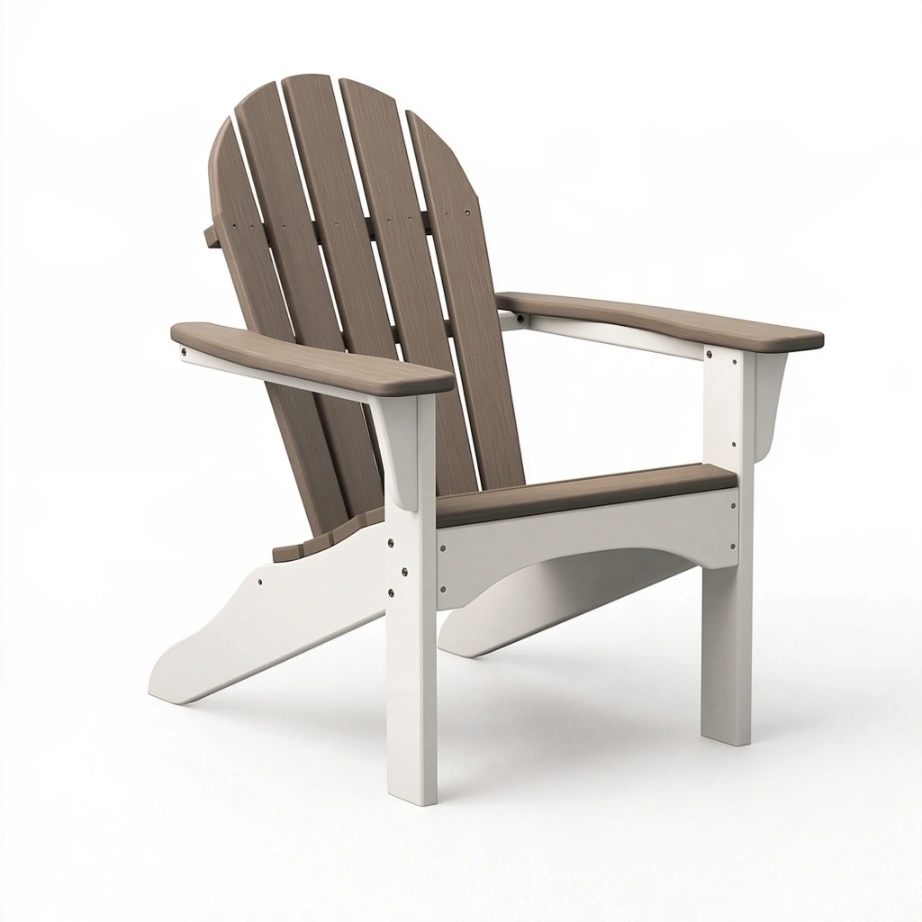 Adirondack Gartenstuhl 80 x 75 x 100 cm aus Kunststoff Taupe Weiß mit Armlehnen