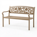 Gartenbank 120 x 60 x 90 cm aus Metall in Beige mit floralem Rückenlehnenmuster