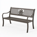 Gartenbank 122 x 60 x 87 cm aus Metall dunkelbraun mit Armlehnen im klassischen Stil
