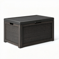 Aufbewahrungsbox 120 x 60 x 65 cm Kunststoff Dunkelbraun für Garten Rattanoptik mit Deckel