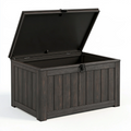 Aufbewahrungsbox 120 x 60 x 63 cm Kunststoff Dunkelbraun in Holzoptik mit Klappdeckel