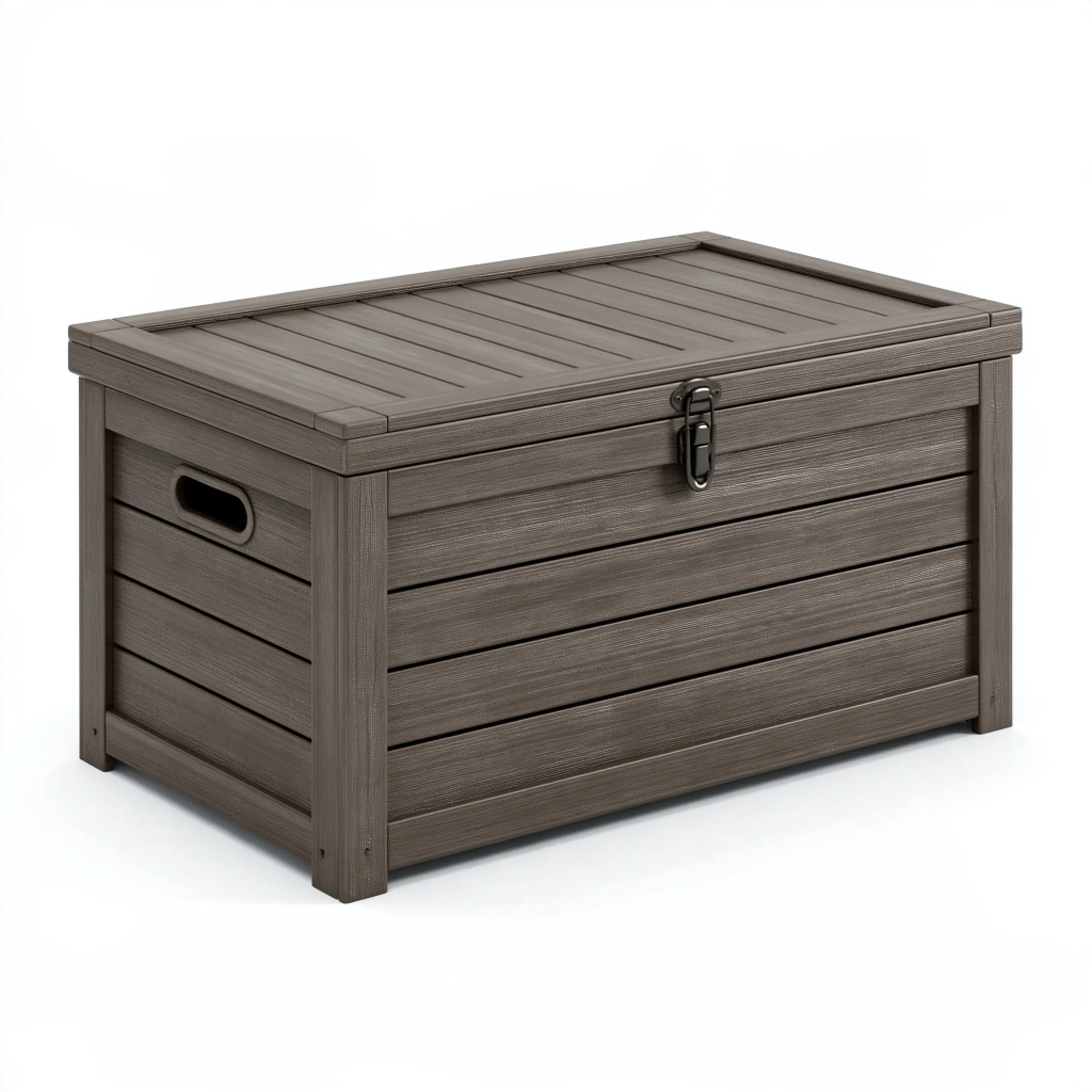 Aufbewahrungsbox 120 x 60 x 65 cm Kunststoff Taupe für Garten - abschließbarer Deckel