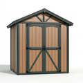 Gartenhaus 200 x 120 x 200 cm Kunststoff und Metall Naturbraun Anthrazit mit Doppeltür und Satteldach