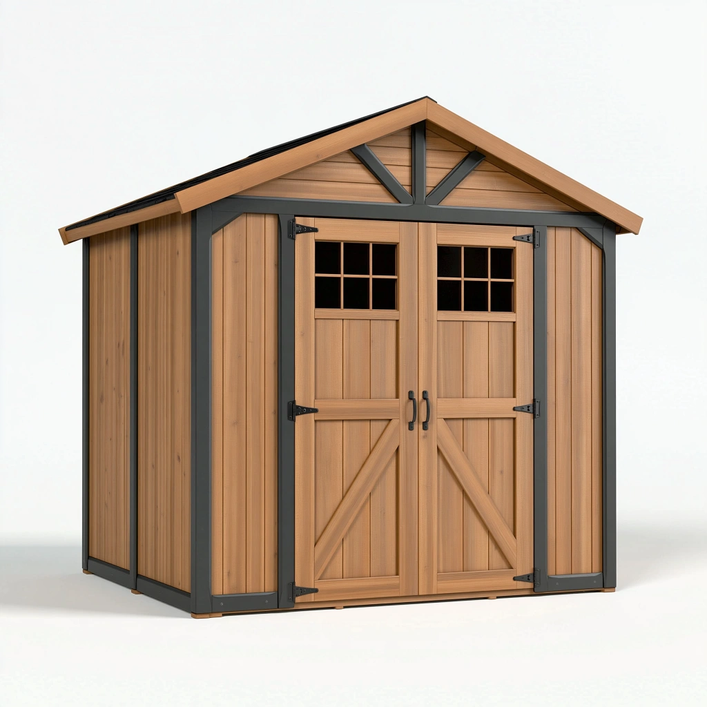 Holz Gartenhaus 200 cm x 120 cm x 190 cm Naturbraun Anthrazit - Gerätehaus mit Doppeltür