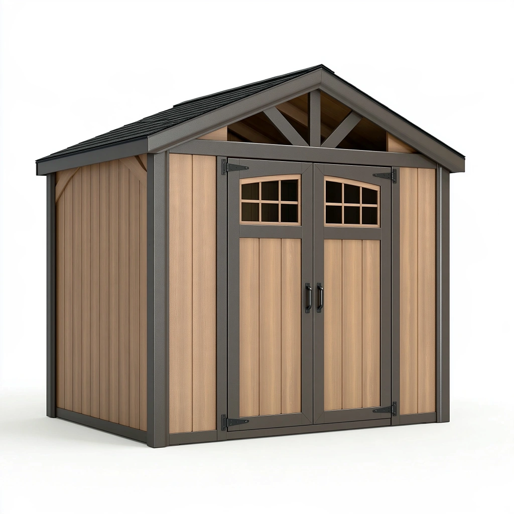 Gartenhaus 200 x 150 x 210 cm in Holzoptik Braun Anthrazit mit Doppeltür