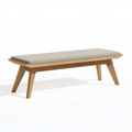 Sitzbank 140 x 40 x 45 cm Holz Beige gepolstert skandinavisch