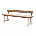 Sitzbank 180 cm Holz Beige Braun mit Rückenlehne im Landhausstil
