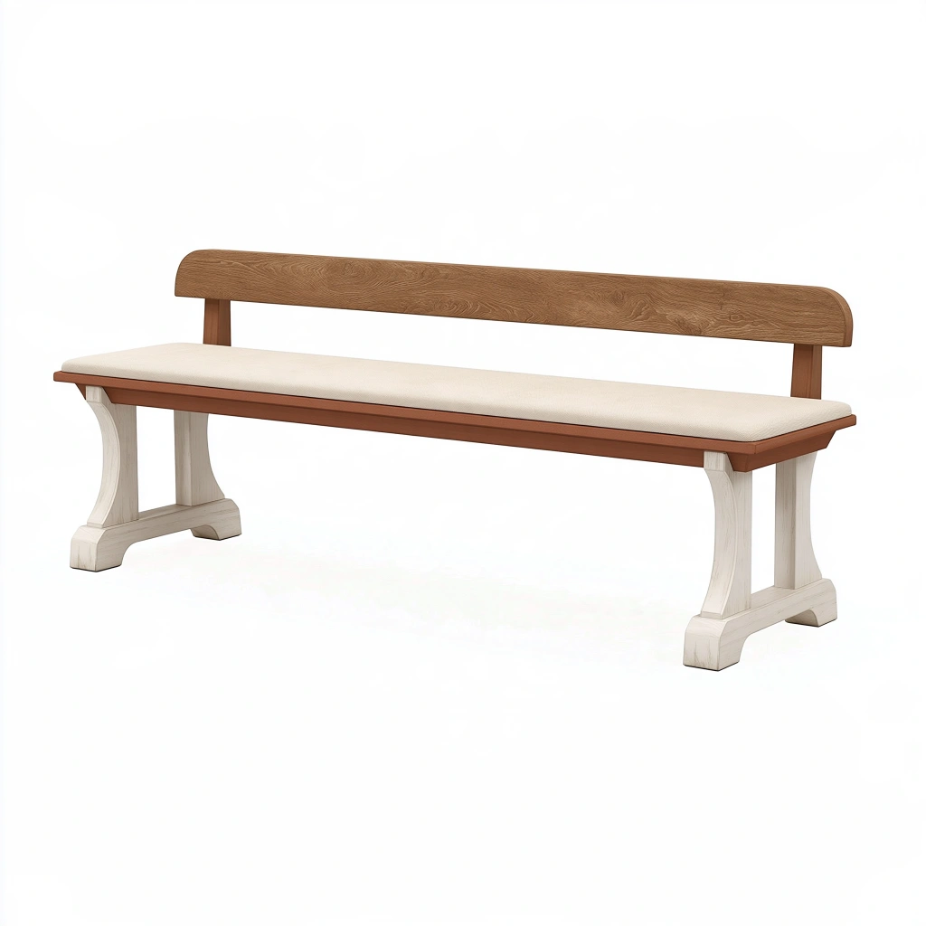 Sitzbank 180 cm Holz Beige Braun mit Rückenlehne im Landhausstil