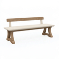 Sitzbank 180 x 40 x 85 cm aus Holz in Naturweiß - Landhausstil mit Rückenlehne