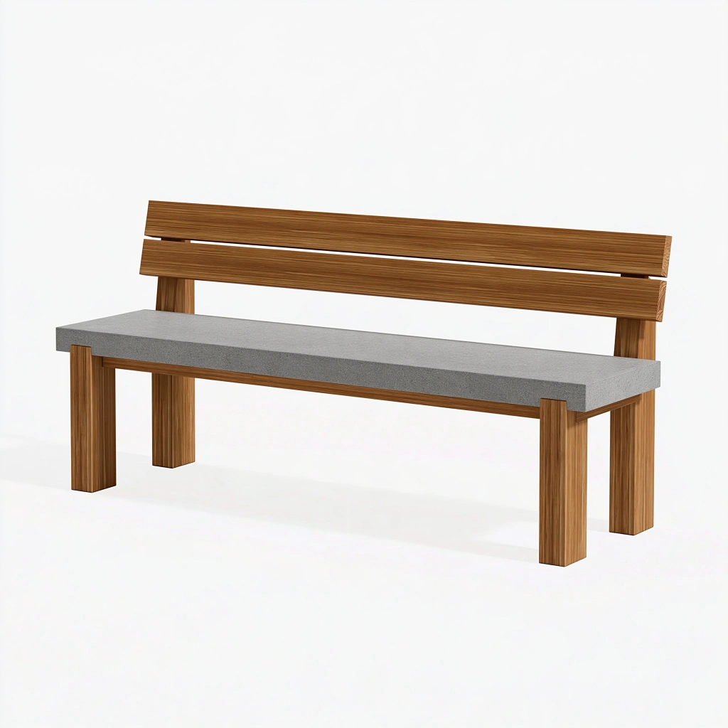 Gartenbank 150 x 55 x 85 cm Holz und Beton Braun Grau moderne Sitzbank