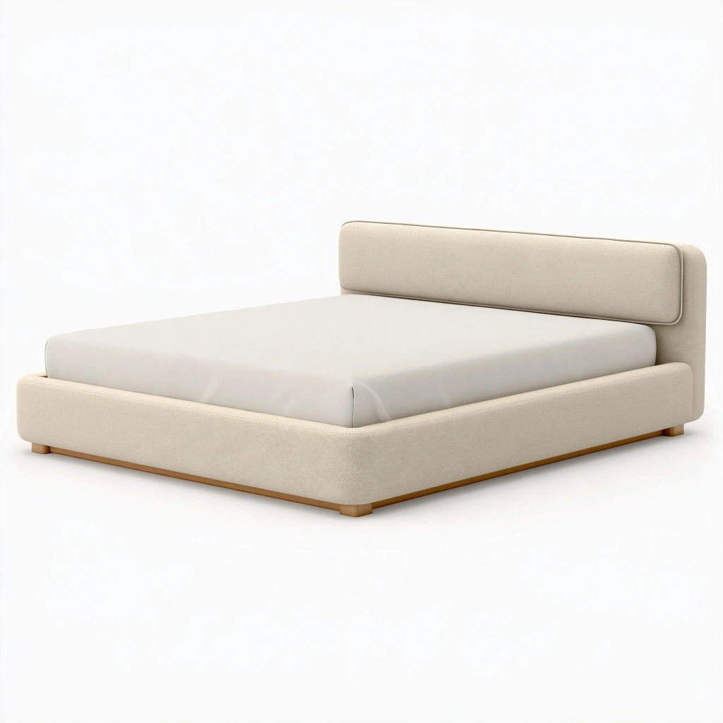 Polsterbett 180 x 200 cm Stoff Beige - modernes Doppelbett mit gepolstertem Kopfteil für das Schlafzimmer