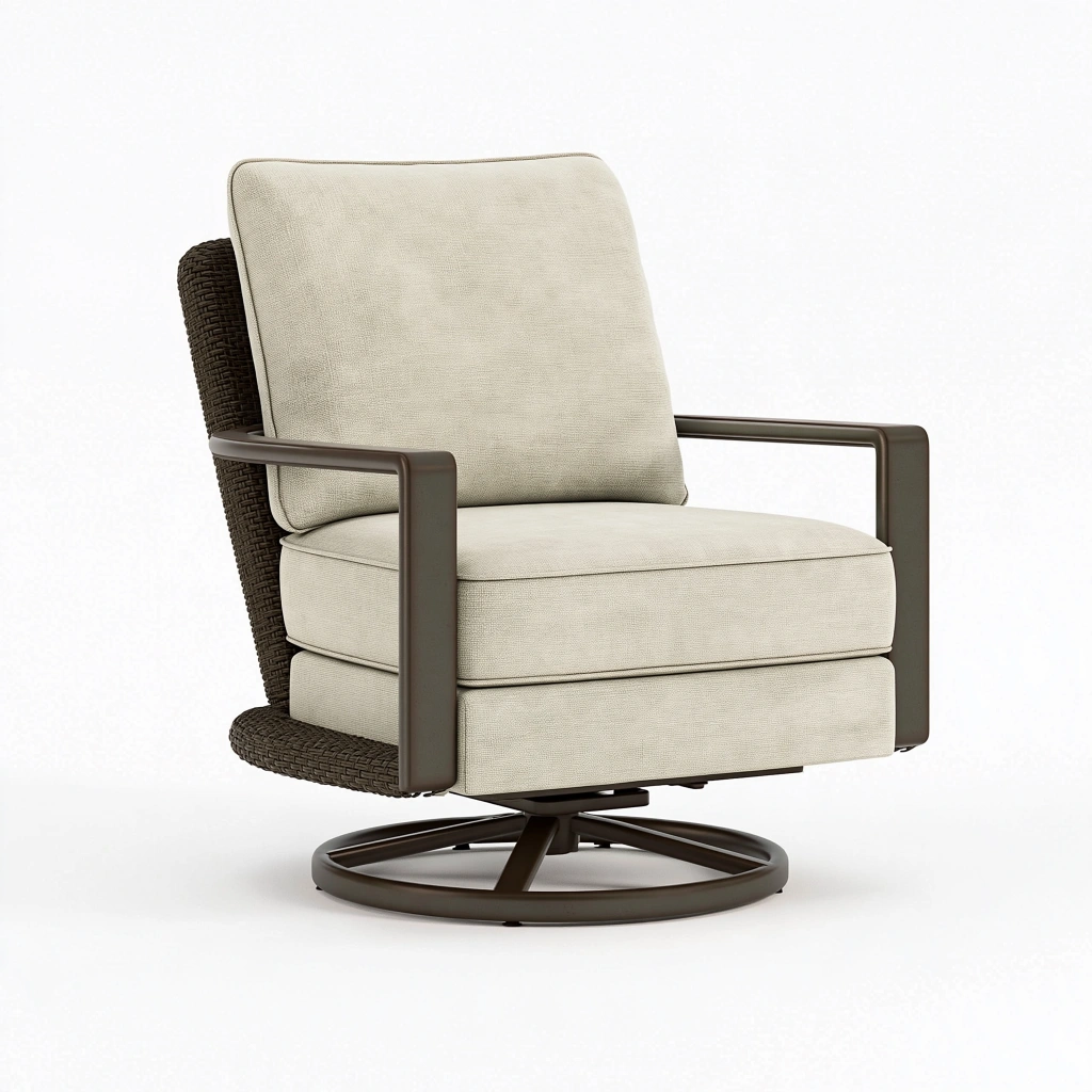 Drehsessel 82 x 86 x 92 cm mit Metallgestell Geflecht Beige Braun drehbar