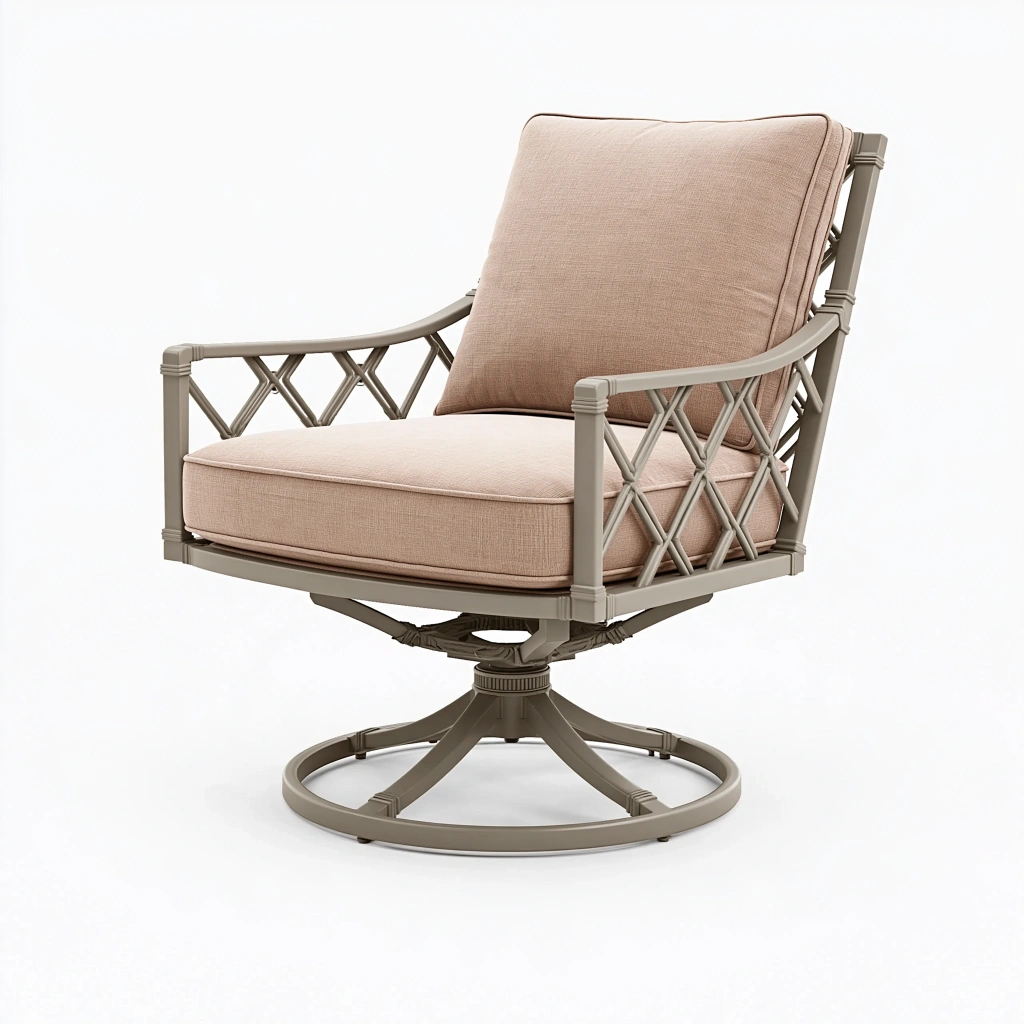 Drehbarer Gartensessel 78 x 82 x 95 cm Metall Textil Taupe Rosa mit Polsterung
