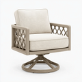 Drehsessel 80 x 78 x 88 cm mit Metallgestell Seilgeflecht Beige für Terrasse