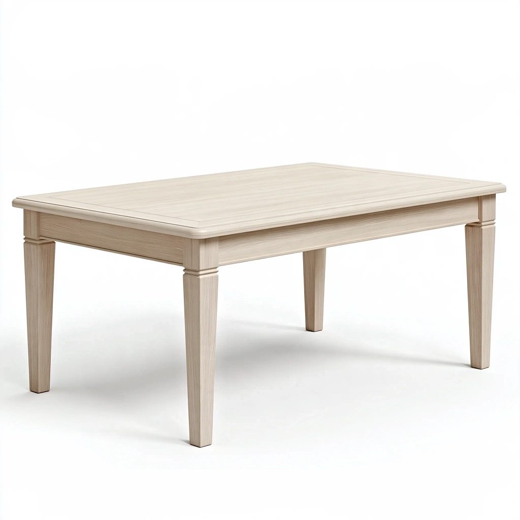 Esstisch 140 x 80 x 75 cm aus Holz in Hellbeige - Rechteckiger Tisch im klassischen Stil